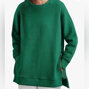 Green sweater with side zip